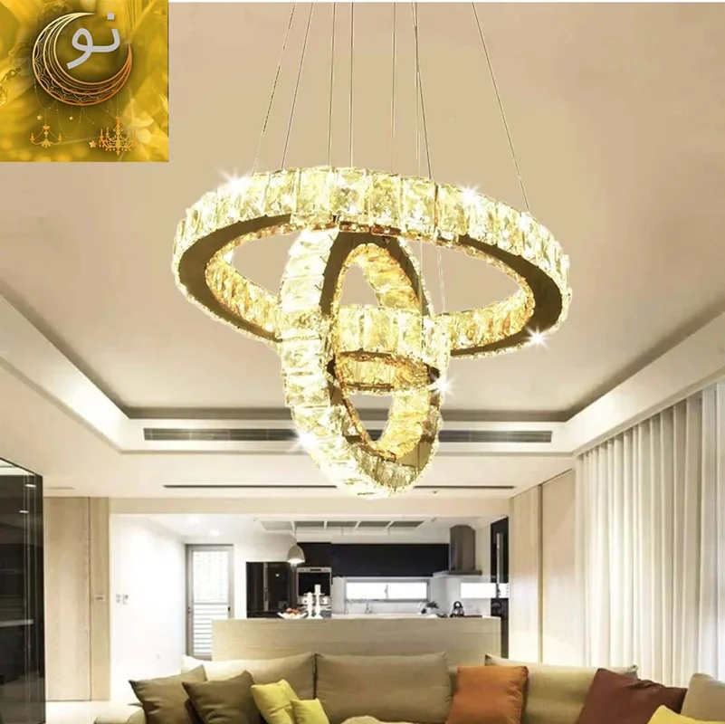 لوستر مدرن آویزی کهکشانی دایره سه حلقه  15-30-50