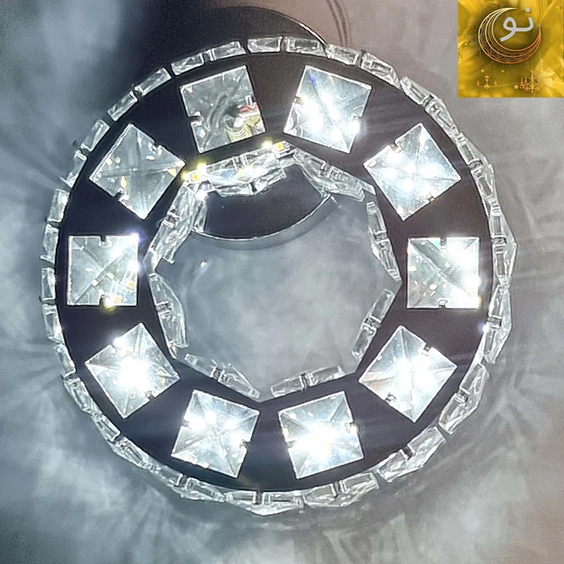 لوستر دیواری مدرن دایره سه ور کریستال سایز 20