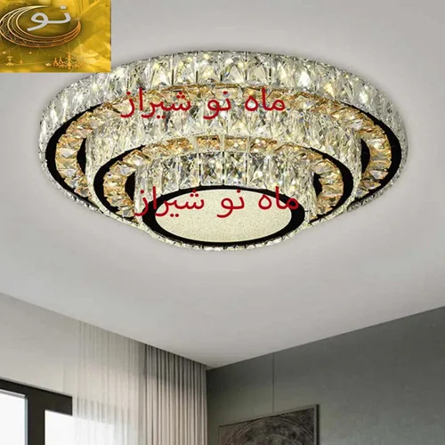 لوستر  پذیرایی سقفی  دایره سه ور کریستال - پلکسی سایز 60
