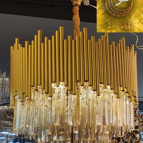 لوستر مدرن آویزی مدل ستین گرد لوله ای سایز مختلف